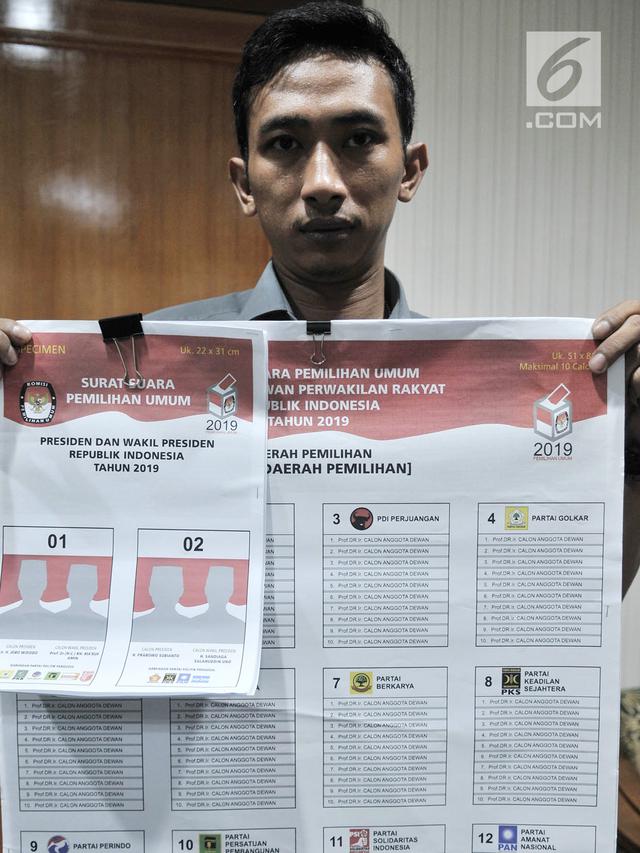 KPU Perkenalkan Surat Suara Pemilu 2019