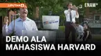 Ratusan mahasiswa Harvard menggelar aksi protes menentang kebijakan dan pernyataan Presiden Donald Trump yang dinilai rasis dan anti-kebebasan akademik.