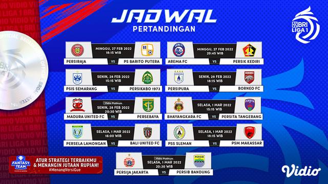 Link Live Streaming BRI Liga 1 2021/2022 Pekan Ke-28 di Vidio, 27 Februari - 1 Maret 2022