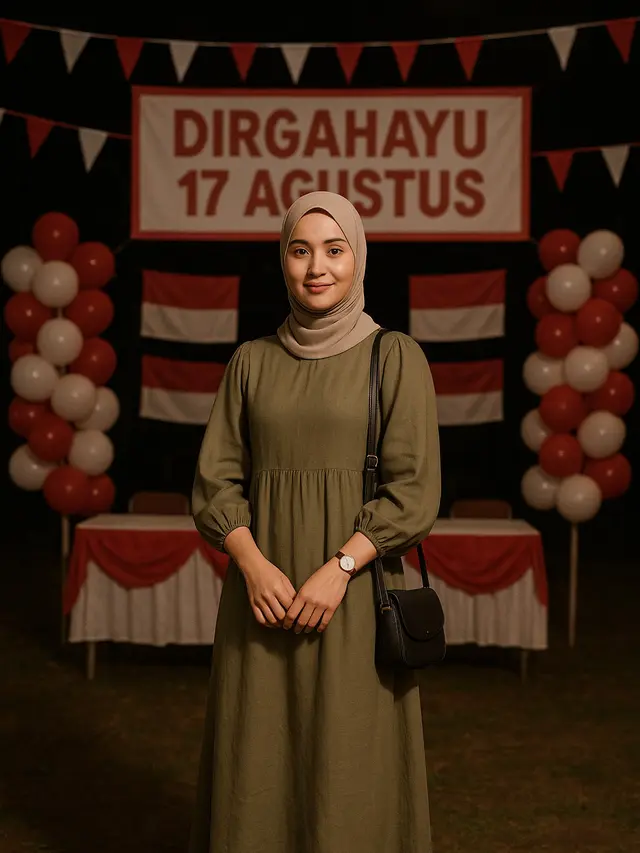 Model Gamis Simple untuk Acara Tirakatan 17-an (Foto: ChatGPT)