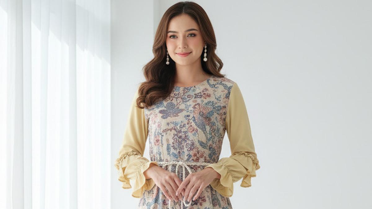 7 Model Dress Batik Kombinasi Kain Polos 2025 Warna Pastel yang Anggun, Modern dan Nyaman Dipakai