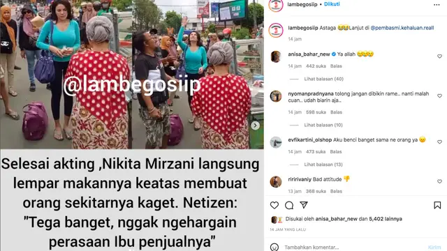 Viral Video Nikita Mirzani Lempar Makanan di Depan Pedagang