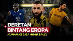 Berita motion grafis deretan pemain top Eropa yang memilih hijrah ke Liga Arab Saudi. Terbaru ada Kalidou Koulibaly yang merapat ke Al Hilal dan Edouard Mendy ke Al Ahli.