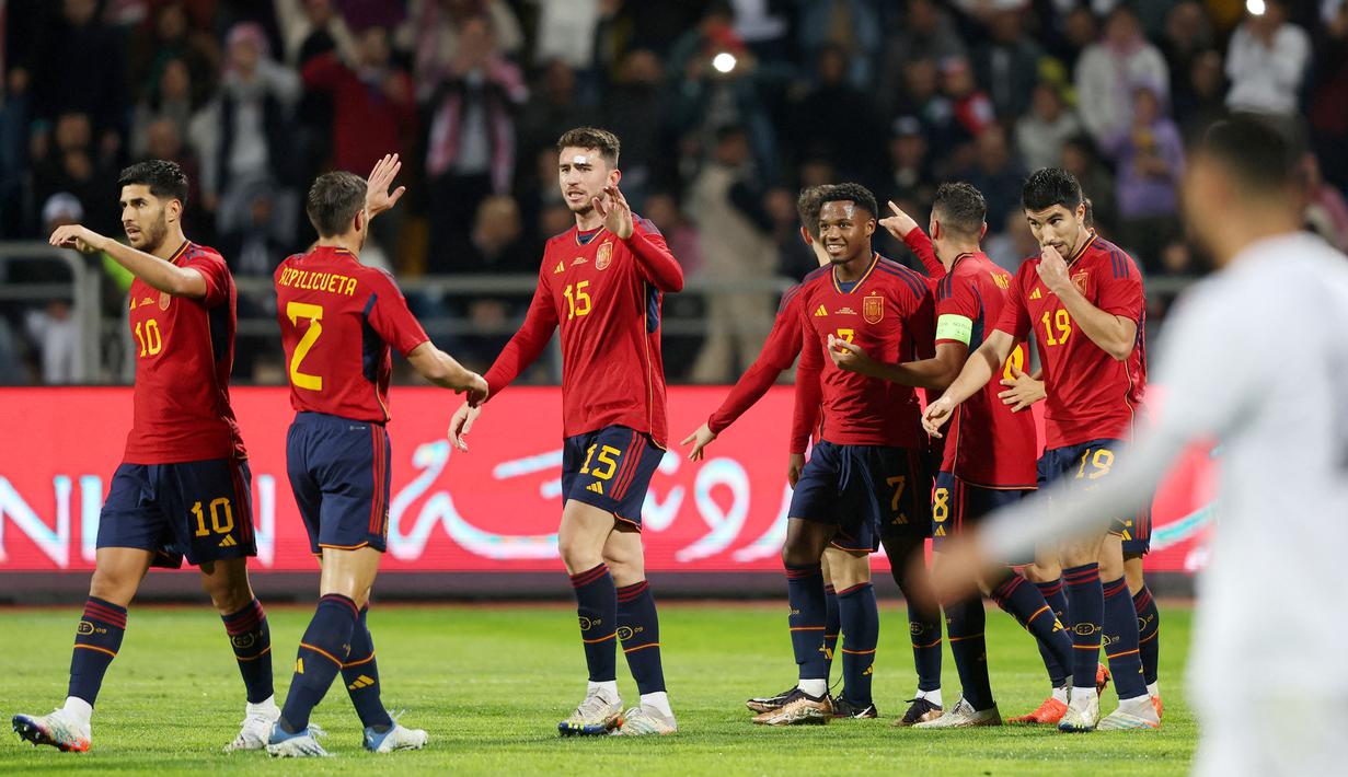 Spanyol pada putaran final Piala Dunia 2022 bergabung di Grup E bersama Jerman, Kosta Rika dan Jepang. (AFP/Khalil Mazraawi)