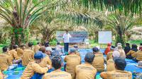 Pelatihan petani sawit dalam mengelola kebun ramah lingkungan untuk sertifikasi internasional. (Liputan6.com/M Syukur)