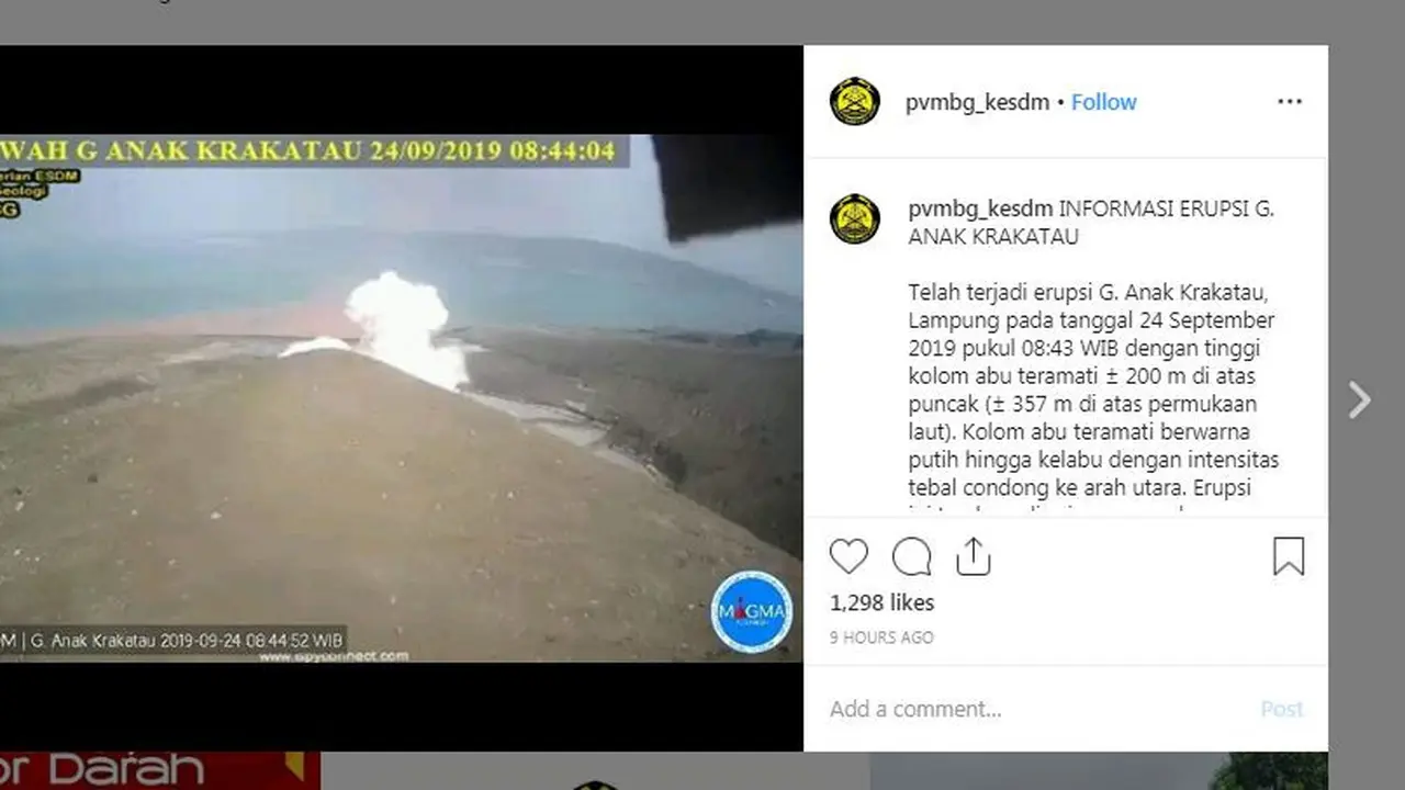 Gunung Anak Krakatau di Lampung erupsi