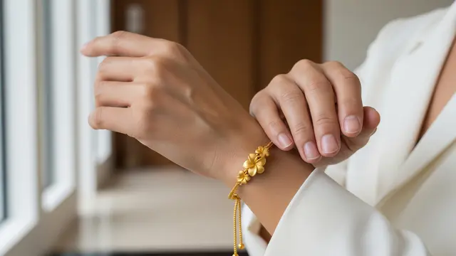 Model Gelang Emas Ukir Motif Bunga Klasik
