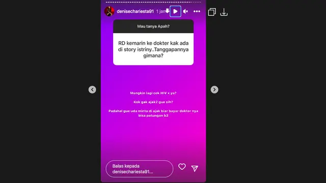 Ayu Dewi Kabarkan Regi Datau Masuk Rumah Sakit, Denise Chariesta: Mungkin Lagi Cek HIV Kali Ya