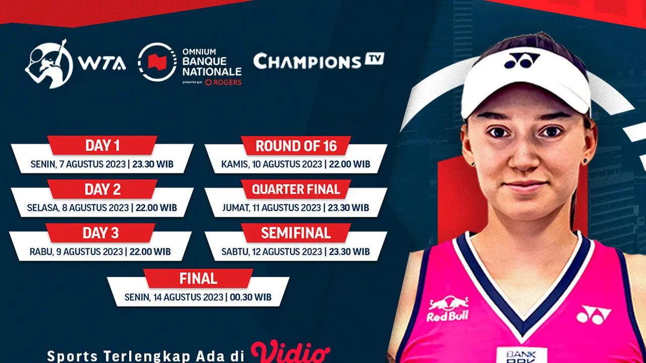 Jadwal Live Streaming WTA 1000: Omnium Open Banque Nationale di Vidio
