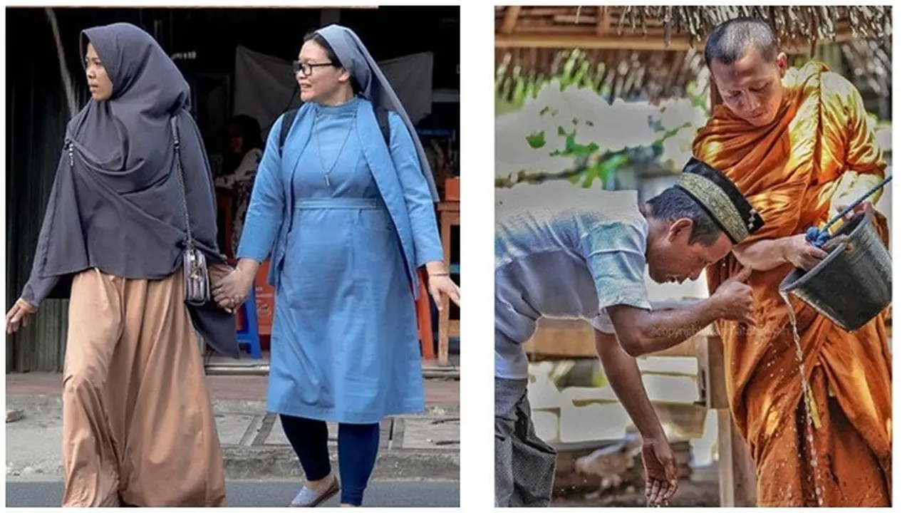 Potret Kebersamaan Dua Umat Beda Agama Ini Bikin Adem Banget
