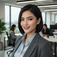 Gaya Rambut A-Line Bob Super Rapi (Photo: Gemini AI)