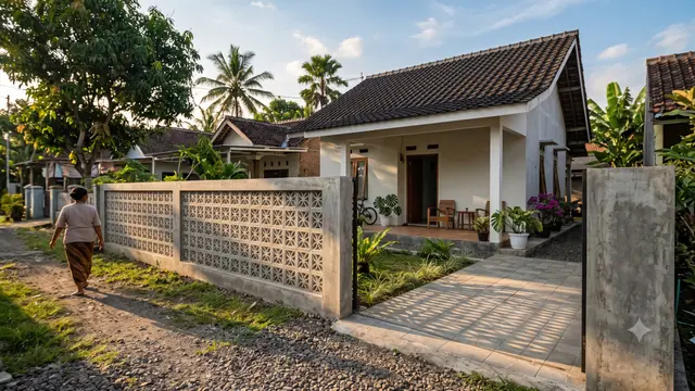 Desain Pagar Rumah Sederhana di Desa Tanpa Tembok Tinggi