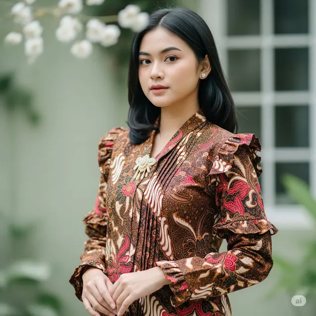 Model Baju Batik Wanita Lengan Panjang. Foto: Gemini