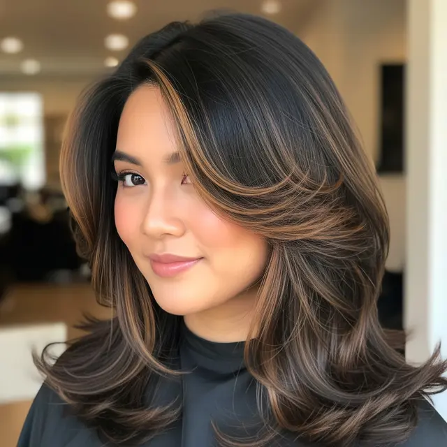 Model Rambut Panjang Peek-a-Boo Layer