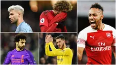Pierre-Emerick Aubameyang dan Mohamed Salah berada di puncak top scorer sementara Premier League dengan 10 Gol. Berikut pemain yang masuk bursa pencetak gol terbanyak liga Inggris. Diantaranya, Sergio Aguero dan Eden Hazard. (Foto Kolase AP dan AFP)
