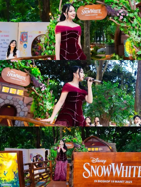 Gaun yang dikenakan Naura Ayu menampilkan motif garis bertabur payet yang jadi sentuhan glamor [@naura.ayu]