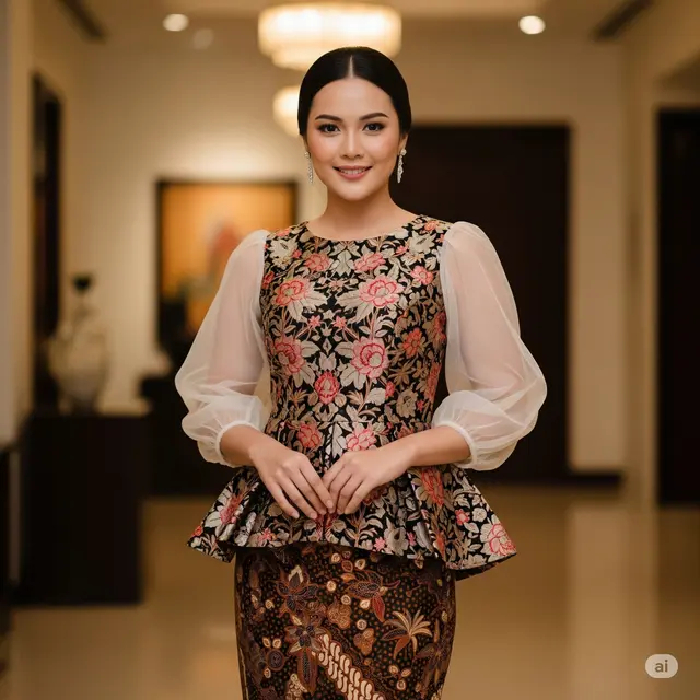 Sentuhan Feminin: Peplum dan Brokat Bunga