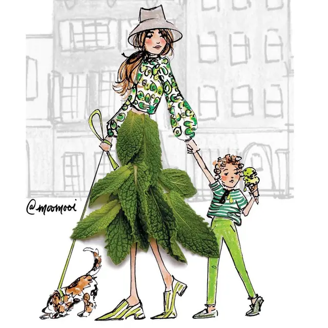 Manfaatkan Dedaunan, 6 Karya Ilustrasi Gambar Perempuan Ini Estetik