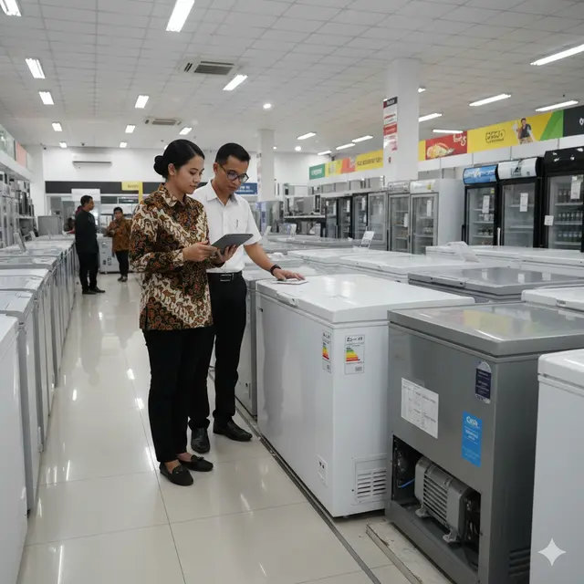 Cara memilih freezer untuk bisnis makanan (Foto: Gemini AI)