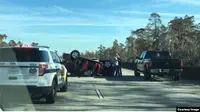 Kecelakaan lalu lintas yang menewaskan Ni Kadek Ayu Ratih Sinta di jalan tol Interstate 310, Lousiana, Amerika Serikat, 14 Januari 2018. (Foto: Dokumen Keluarga via VOA Indonesia)