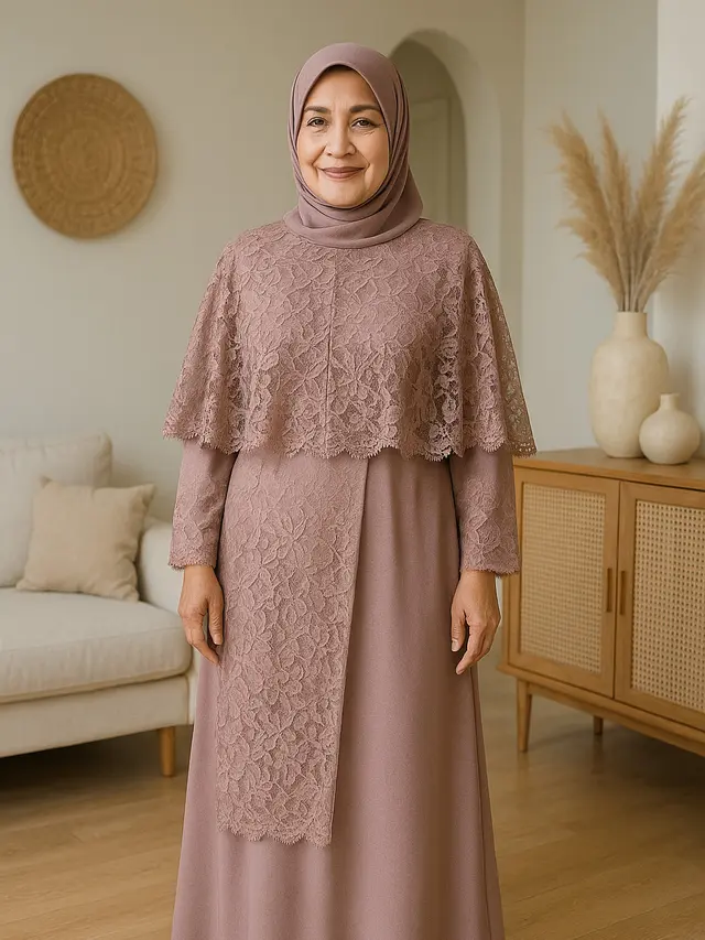 10 Rekomendasi Gamis Brokat 2025 untuk Ibu-Ibu Usia 50-an, Simpel dan Elegan