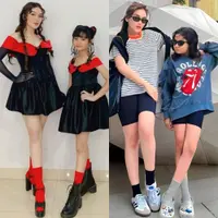 Lihat di sini OOTD gemas antara Ayu TIng Ting dan Bilqis.