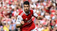 Arsenal juga memiliki satu Gabriel andalan lagi, yaitu Gabriel Martinelli. Penyerang sayap 21 tahun ini mulai menunjukkan tajinya dan kerap kali dipercaya tampil di skuat utama oleh pelatih Mikel Arteta. Sejauh ini, Martineli telah mencetak tiga gol dari enam penampilannya di liga. (AFP/Daniel Leal)