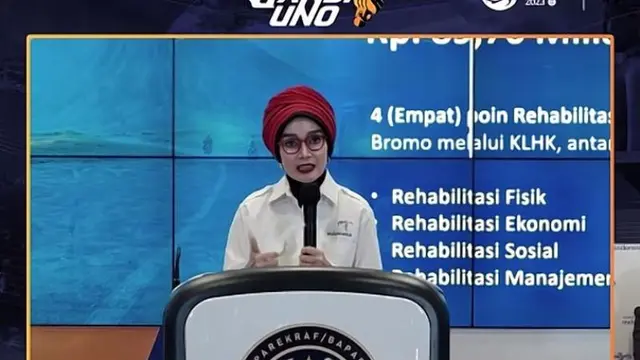 Adyatama Kepariwisataan dan Ekonomi Kreatif Ahli Utama Kemenparekraf Nia Niscaya di The Weekly Brief with Sandi Uno, Senin, 25 September 2023