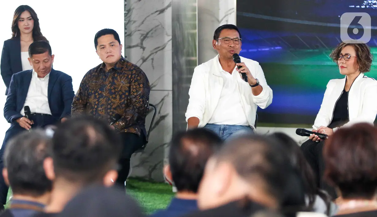 PT Bank Rakyat Indonesia (Persero) Tbk kembali menjadi sponsor utama untuk empat musim berturut-turut dalam perhelatan kompetisi sepakbola teratas di Indonesia, BRI Liga 1 musim 2024-2025. (Liputan6.com/Herman Zakharia)