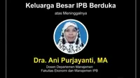 Dosen IPB Ani Purjayanti, salah seorang korban tewas bencana tsunami Selat Sunda. (foto: istimewa)