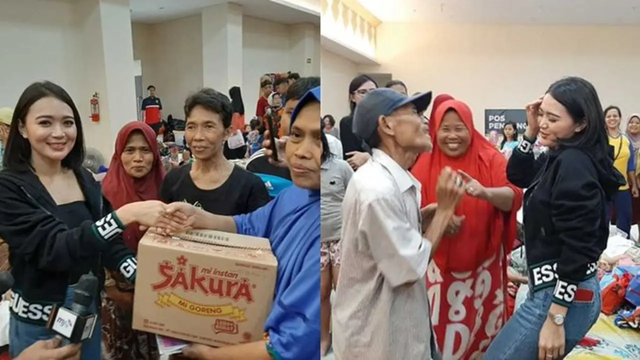 Bantu dan Hibur Korban Banjir, Ini 7 Potret Wika Salim Sambangi Pengungsian