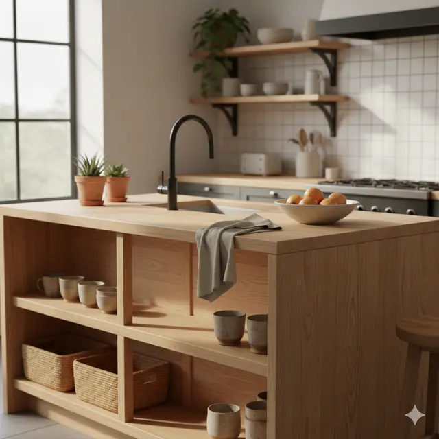 Model Meja Dapur Minimalis dari Kayu