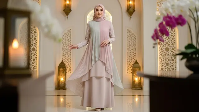 Tren Gamis Layer Modern Rok Depan Pendek untuk Lebaran