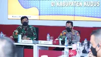 Panglima TNI dan Kapolri pantau lonjakan kasus Covid-19 di Kudus, Jawa Tengah. (Foto: Liputan6.com/Felek Wahyu)