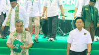 Ketua Umum PBB Yusril Ihza Mahendra saat deklarasi dukungan Prabowo di Surabaya. (Istimewa)