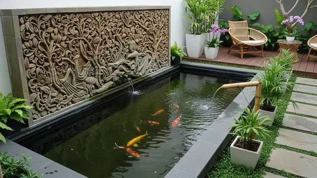 Model Kolam Ikan Minimalis Lahan 2x3 Meter Mudah Dirawat/ Ilustrasi gambar oleh AI