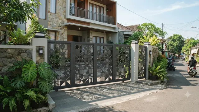 Model Gerbang Rumah Kecil yang Elegan Model Perforasi Geometris