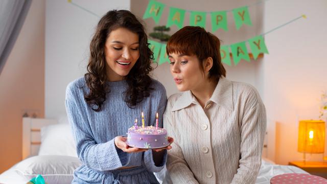 Ilustrasi ibu dan anak perempuan, ulang tahun
