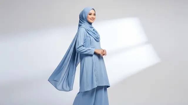 Model Set Tunik Polos dengan Celana Kulot untuk Baju Lebaran Simpel