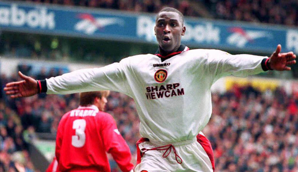 4. Andy Cole - Mantan striker Inggris ini adalah lulusan akademi The Gunners. Tak mampu menunjukan kualitasnya di Arsenal, pria berusia 46 tahun ini malah meraih masa kejayaannya di Manchester United. (AFP/Owen Humphreys)
