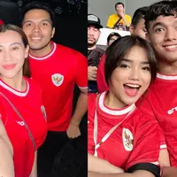 Intip gaya Fuji Utami dan Aaliyah Massaid saat nonton Timnas Indonesia (@thariqhalilintar @fadlyfsl_)