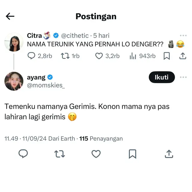 6 Nama Unik Orang Ini Bikin Terheran-heran, Asal Usulnya Tak Terduga