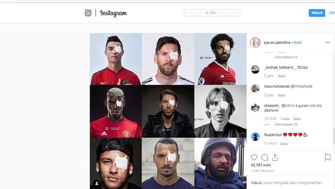 [Cek Fakta] Solidaritas untuk Wartawan Palestina, Ronaldo dan Messi Tutup Mata Kiri? (Instagram)