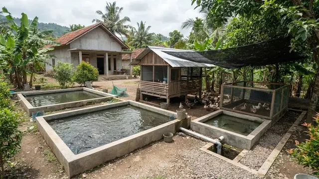 Ide Tata Letak Kolam Lele dan Kandang Bebek