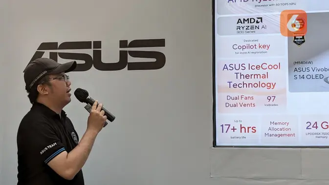 <p>Riandanu Madi Utomo, Country Technical Public Relation Asus dalam acara peluncuran Vivobook S14 OLED di Jakarta, Kamis (12/9/2024). (Liputan6.com/ Yuslianson)</p>