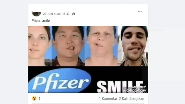Tangkapan layar klaim foto wajah akibat vaksin Pfizer