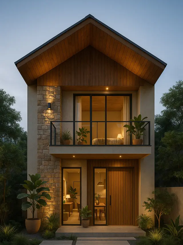 Rumah Minimalis 2 Lantai dengan Ukuran 6x12 Meter Aesthetic Natural (Foto: Rizka Nur Laily via ChatGPT)