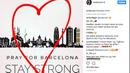 Akun Instagram milik pemain Barcelona, Arda Turan dengan gambar hati dan hastag stop terorrism sebagai bentuk simpatik terhadap korban teror Barcelona. (Bola.com/Instagram/Arda Turan)