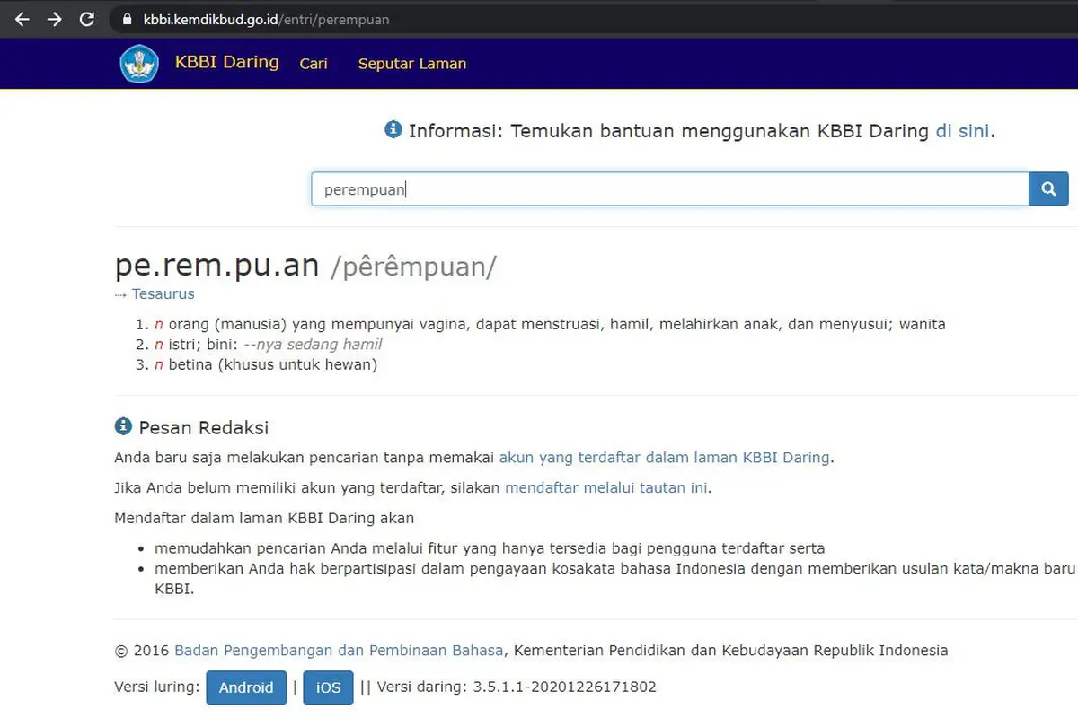 KBBI perempuan