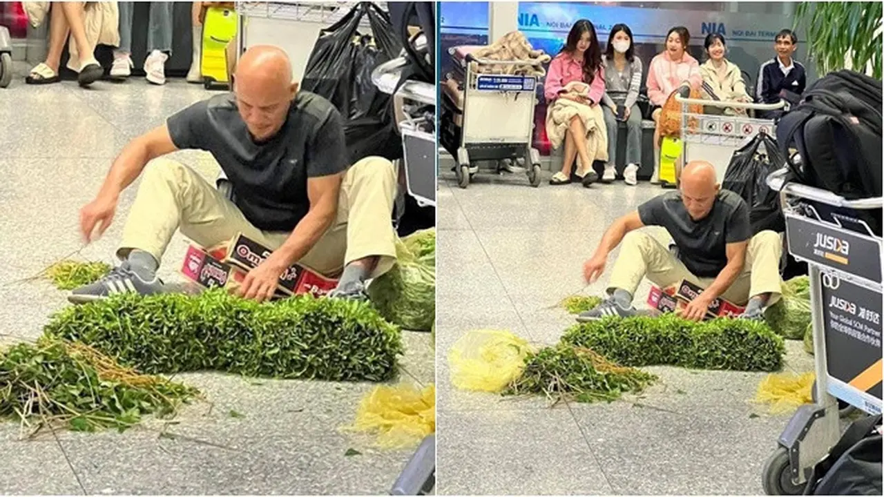 Viral Bule di Bandara Vietnam Bersihkan Kangkung saat Pesawat Delay, Ketimbang Bengong